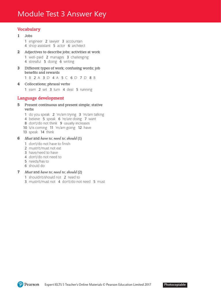 CB 5 Module Test 3 Answer Key | PDF