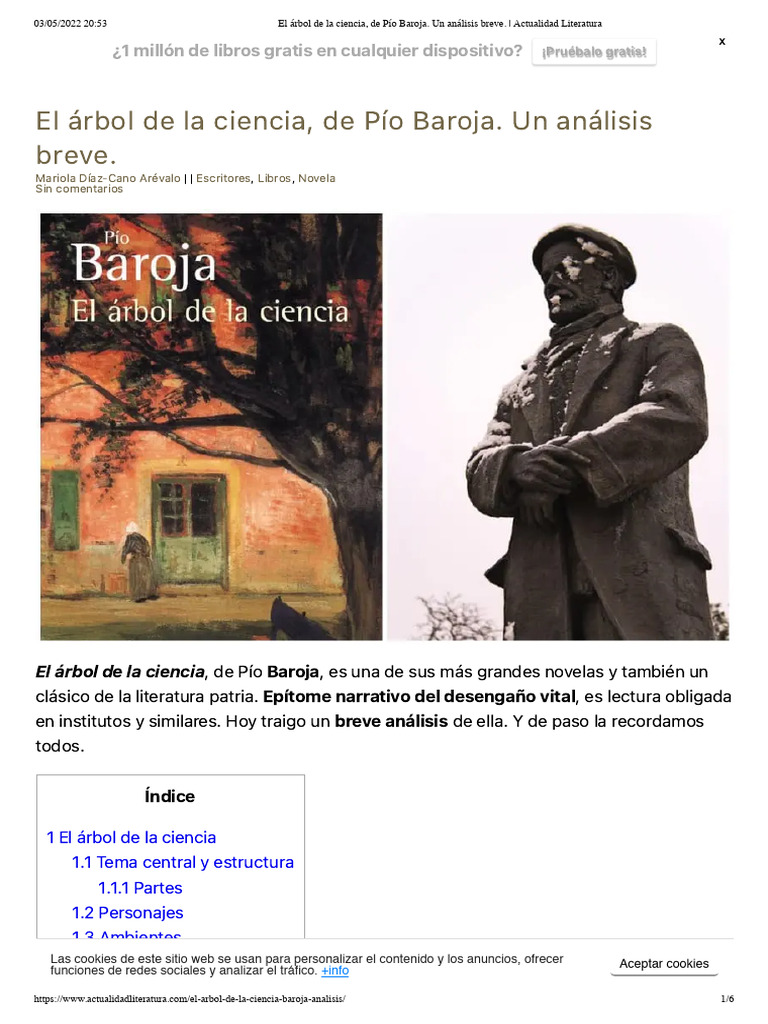Pio Baroja El árbol De La Ciencia De Pío Baroja Un Análisis Breve