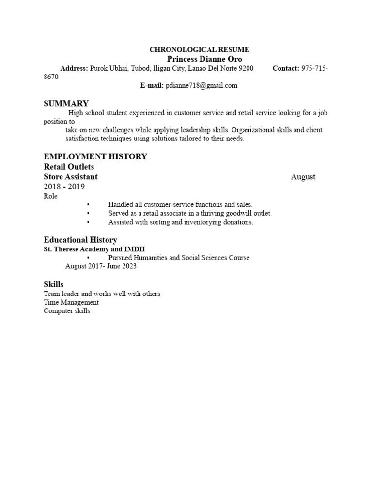 Chronological Resume | PDF