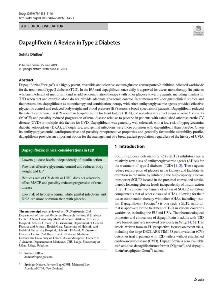 Dapagliflozin in Type 2 Diabetes | PDF | Clinical Medicine | Drugs