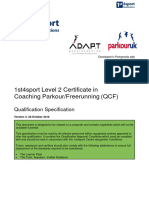 L2 Certificate in Coaching Parkour Freerunning QCF QS V4 281016