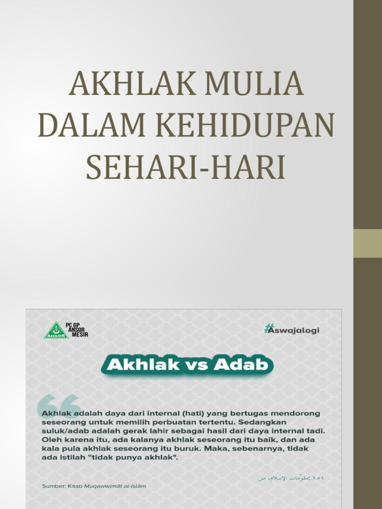 Akhlak Mulia Dalam Kehidupan Sehari-hari | PDF