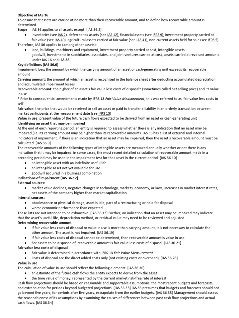 Ias 36 Bdo Summary
