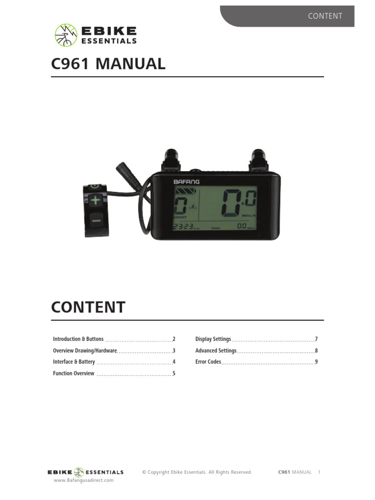 C961 Display Manual PDF Manufactured Goods Electrical Engineering