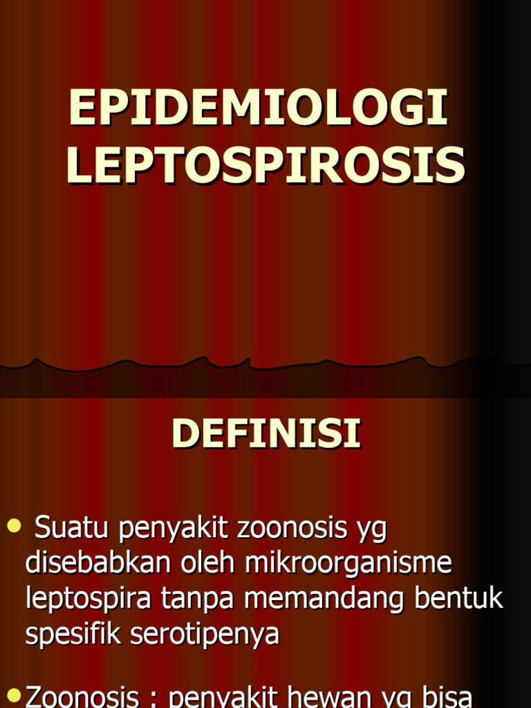 Epidemiologi leptospirosis pdf