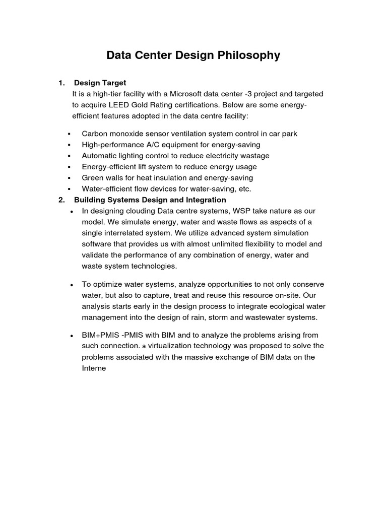 Data Center Design Philosophy-R1 | PDF