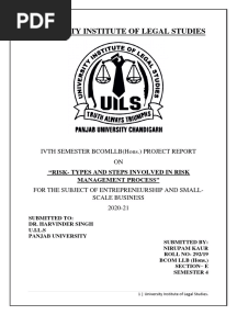 Project Report On Risk Management