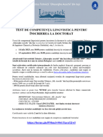 Anunt Testare Lingvistica-Doctorat-2023