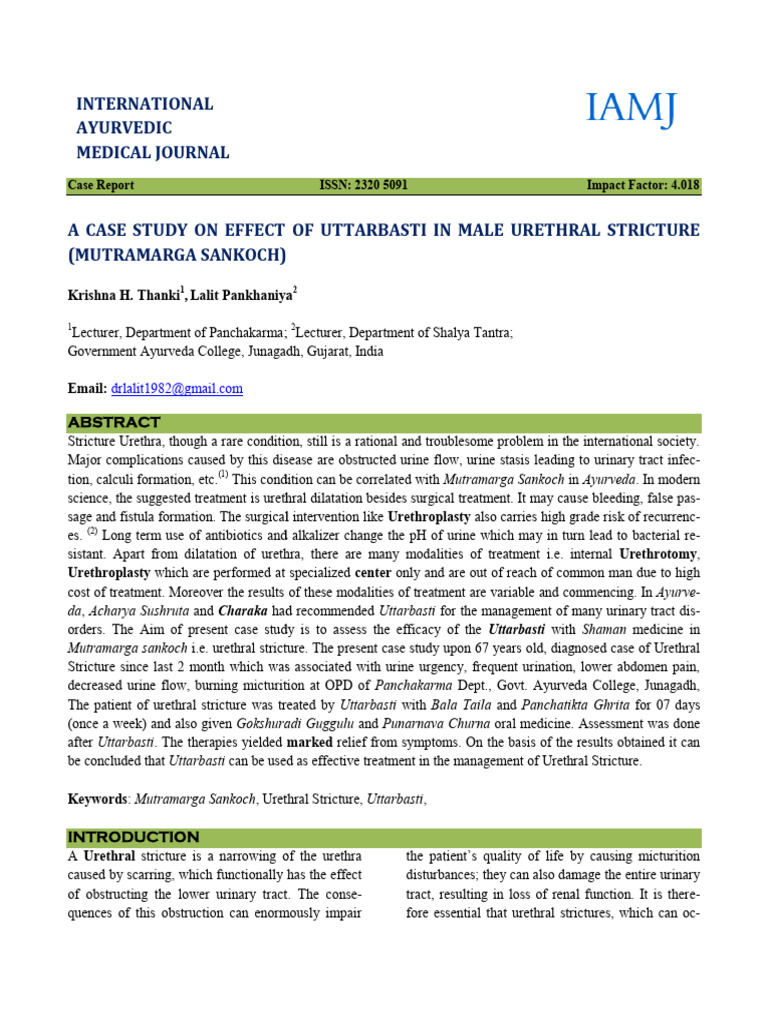 International Ayurvedic Medical Journal Case Report ISSN 2320 5091 Impact Factor 4.018 PDF