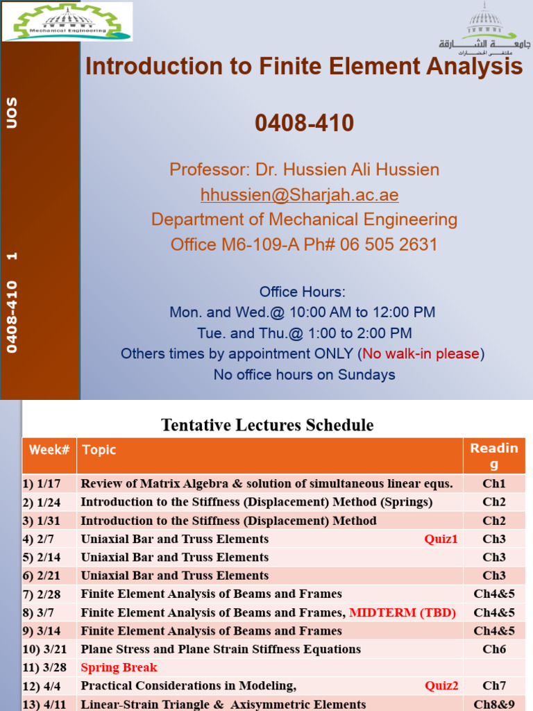 Finite Element Analysis Course Outline | PDF | Finite Element Method ...