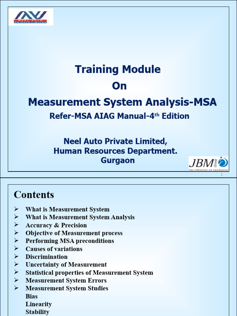 MSA Training Module Overview | PDF | Measurement | Statistics