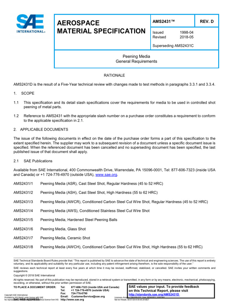Ams 2431 Rev.d | PDF | Specification (Technical Standard) | Hardness