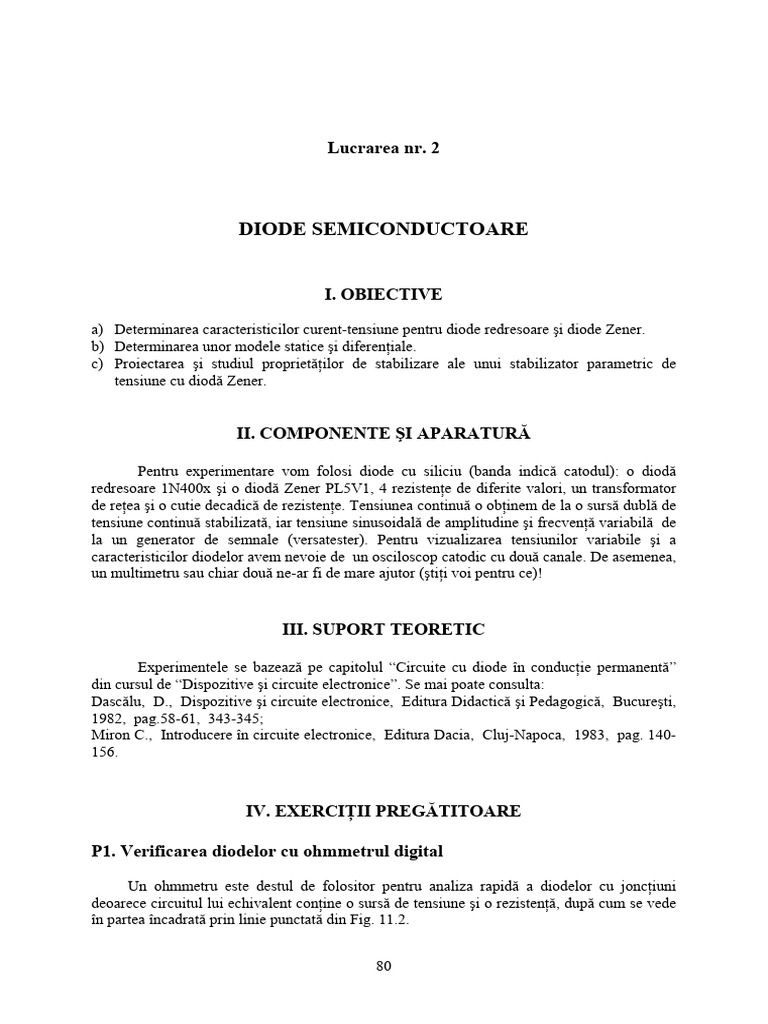 Trasarea Caracteristicii I (U) Pentru Diodele Semiconductoare | PDF