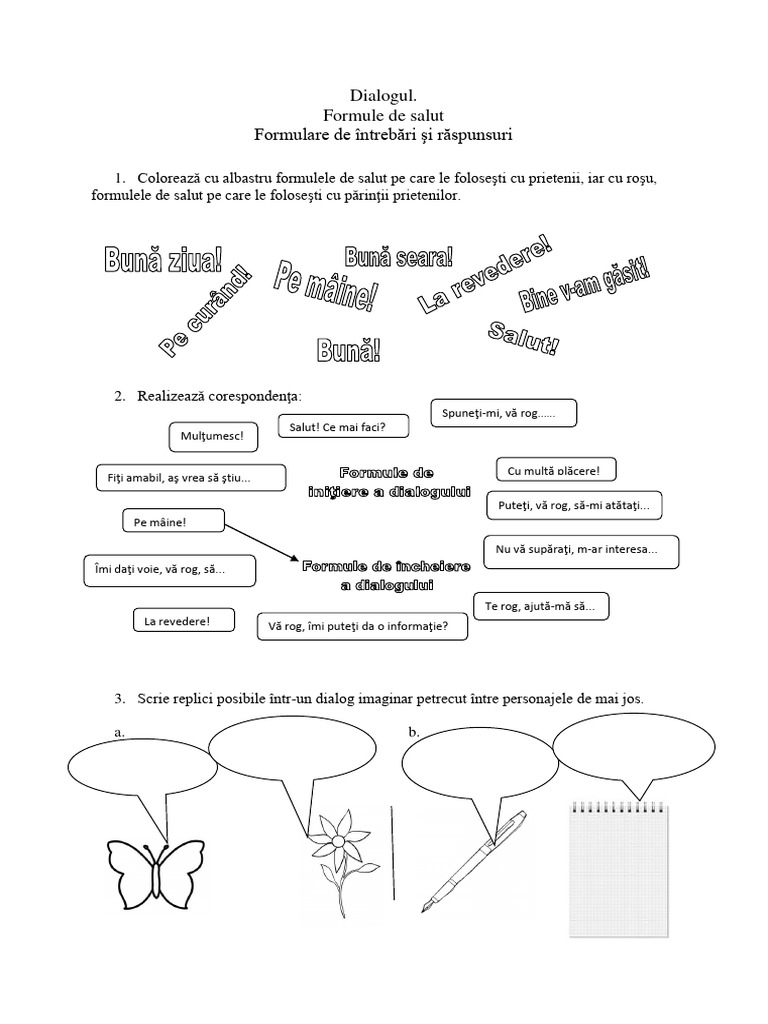 Dialogul, Formule de Adresari Si Intrebari Clasa A-3-A | PDF