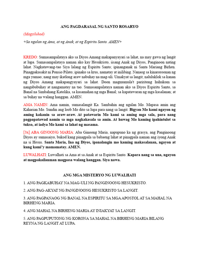 Ang Pagdarasal NG Santo Rosaryo | PDF