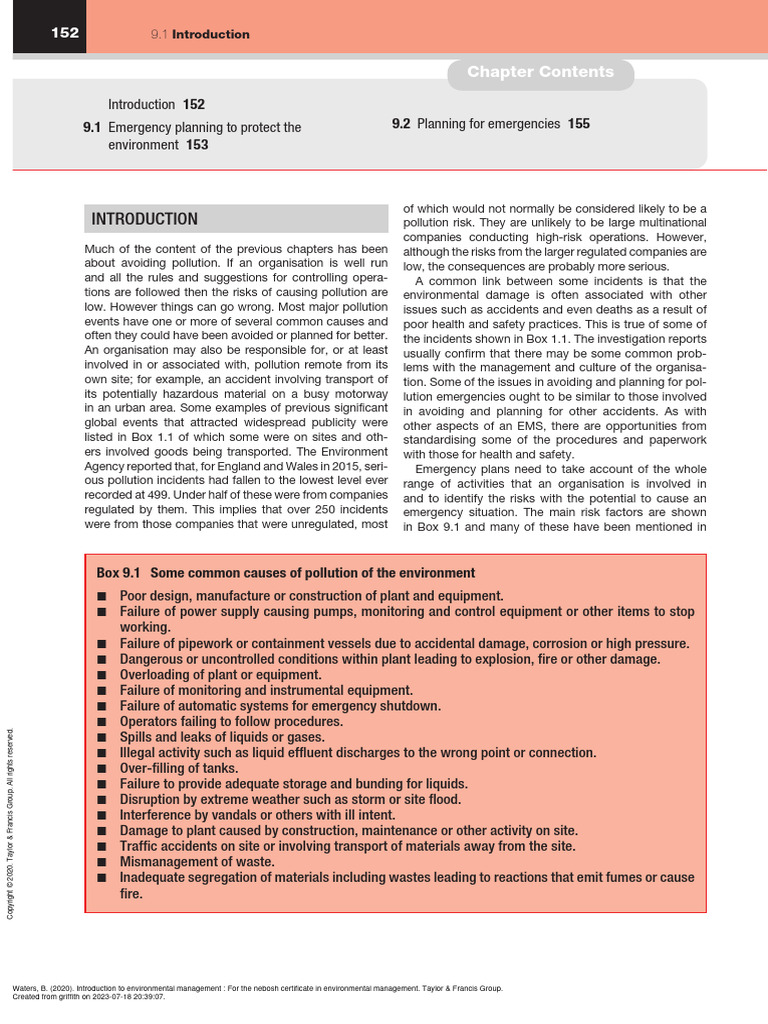 Introduction to environmental management 9 planning for and dealing