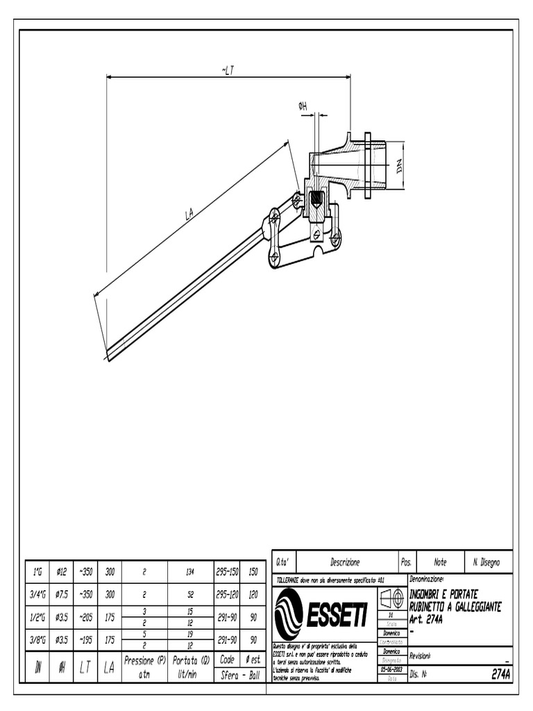 Valvula Tipo Flotador Esseti 274a | PDF