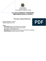 Recurso Ordinário Trabalhista 0001308-63.2016.5.10.0016: Processo Judicial Eletrônico