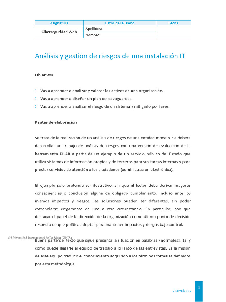 Análisis de Riesgos en Ciberseguridad Web | PDF | La seguridad ...
