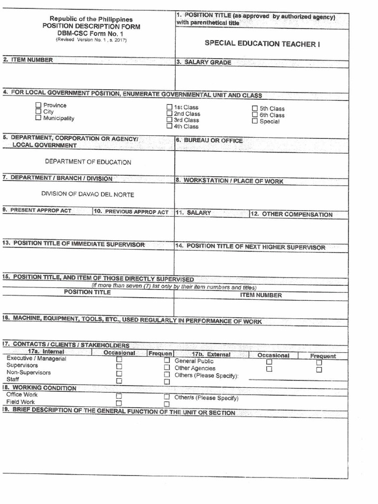 Position Description Form PDF