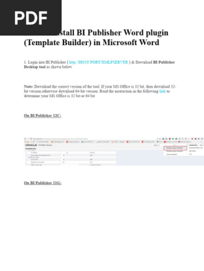 How to Install BI Publisher Word plugin