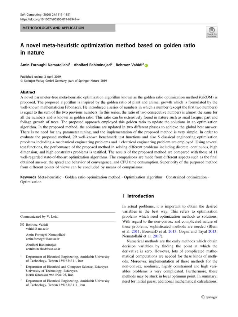 A Novel Meta-Heuristic Optimization Method Based On Golden Ratio in ...