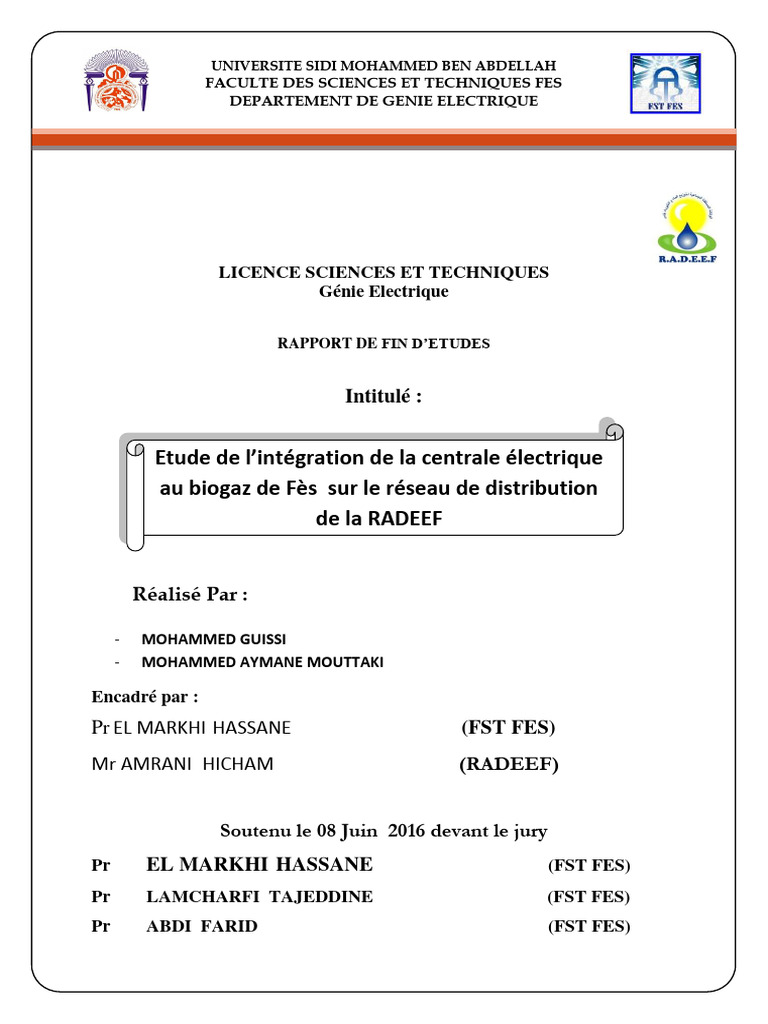 Etude de L'intégration de La Centrale Électrique Au Biogaz de Fès Sur ...