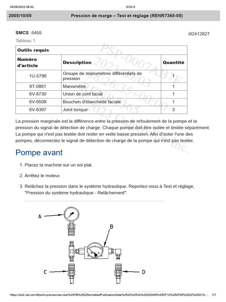 385 Margin Pressure - Test and Adjust (RENR7365-05), PDF, Pompe