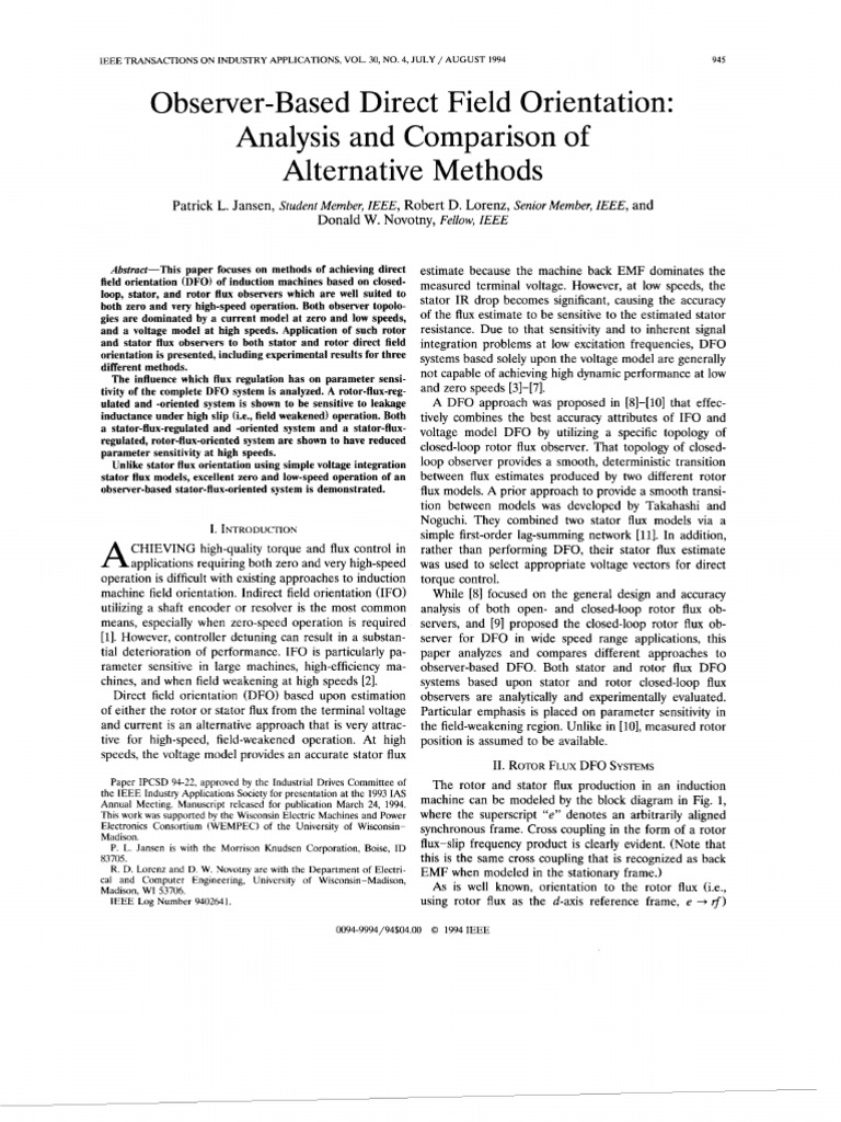 Observer-Based Direct Field Orientation Analysis and Comparison of ...