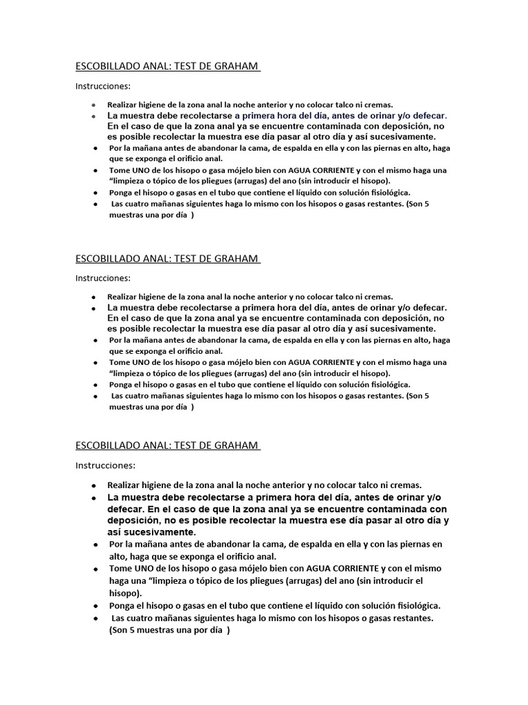 Instrucciones para Escobillado Anal | PDF | Sistema digestivo ...