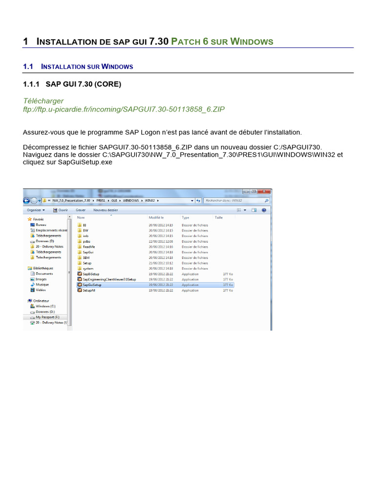 Installation de SAP GUI 7.30 Patch 6 | PDF
