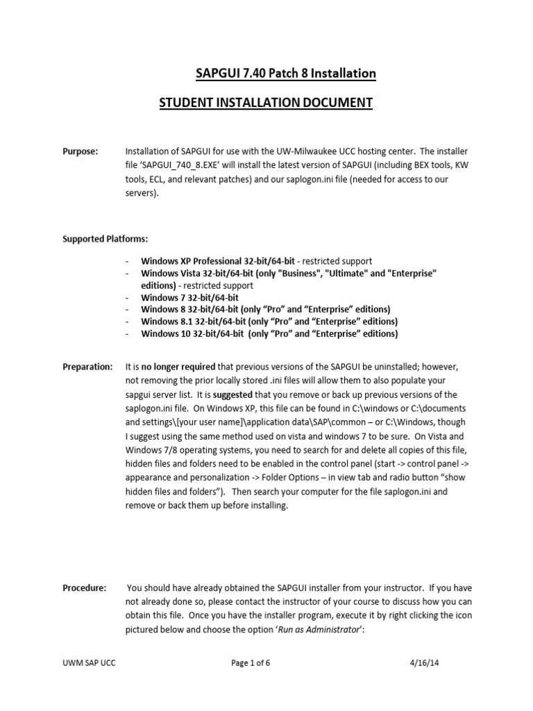 Sapgui Install Student Pdf Microsoft Windows Windows Vista