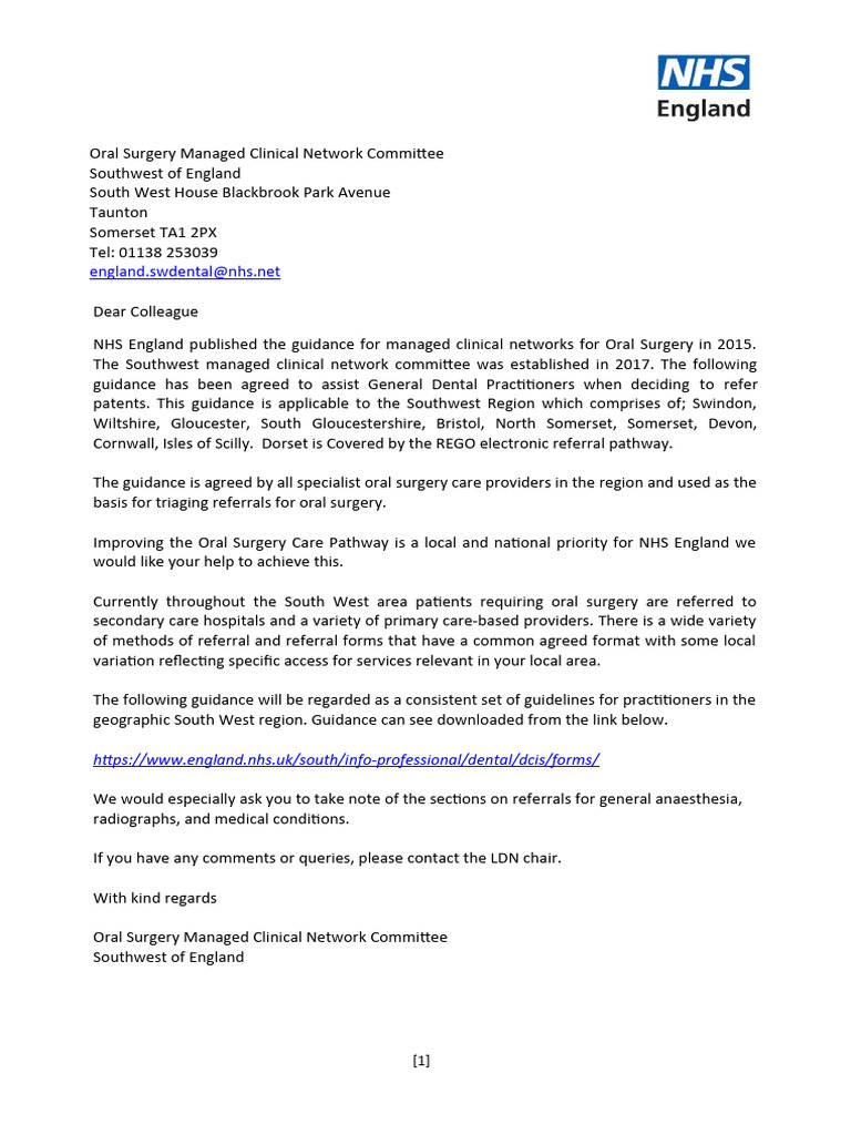 MCN Oral Surgery Referral Guidelines For Gdps Oct 2022V1 001 | PDF ...
