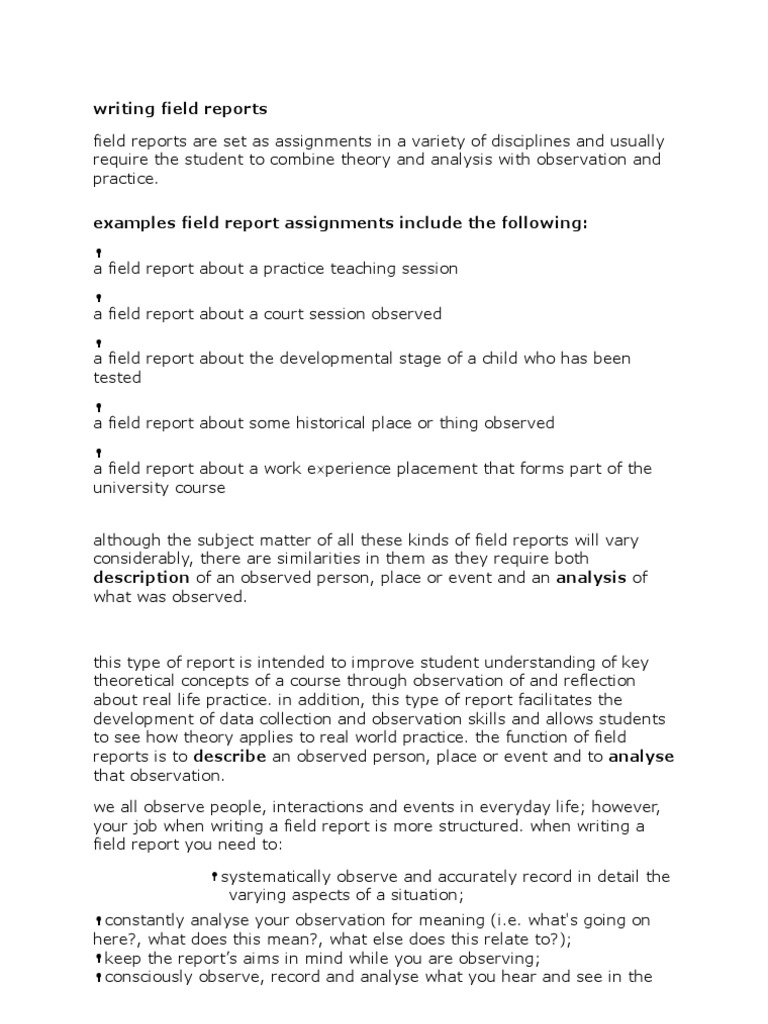 Summary report of field work picture