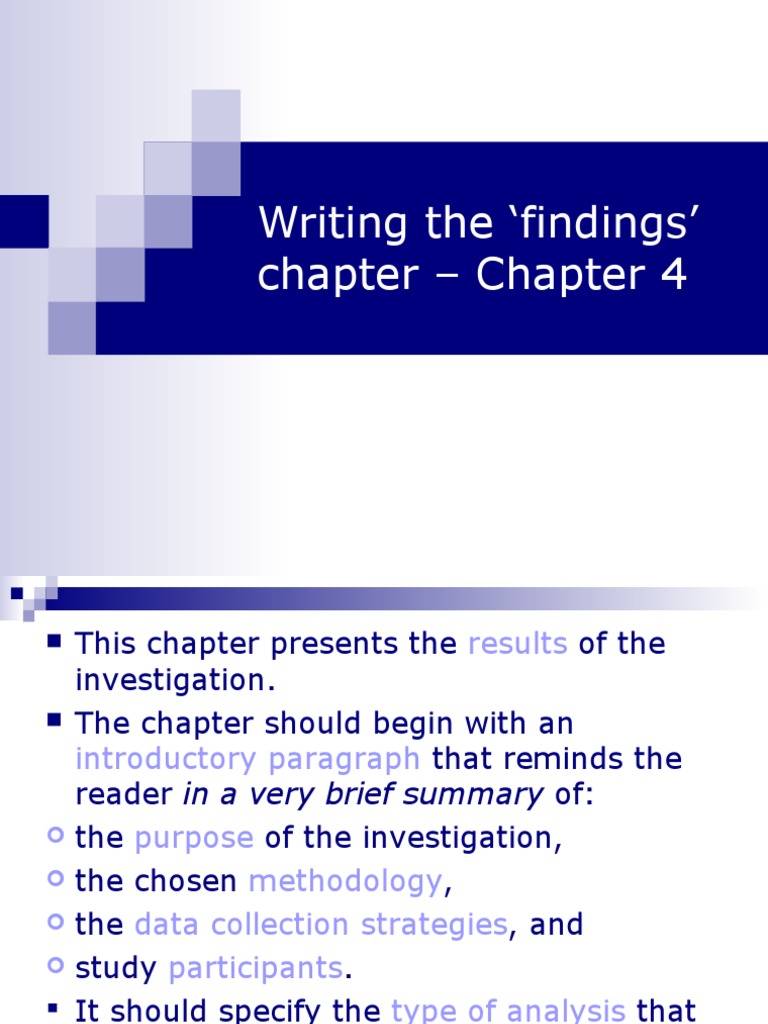 Writing Chapter 4: Findings Overview | PDF | Qualitative Research | Data