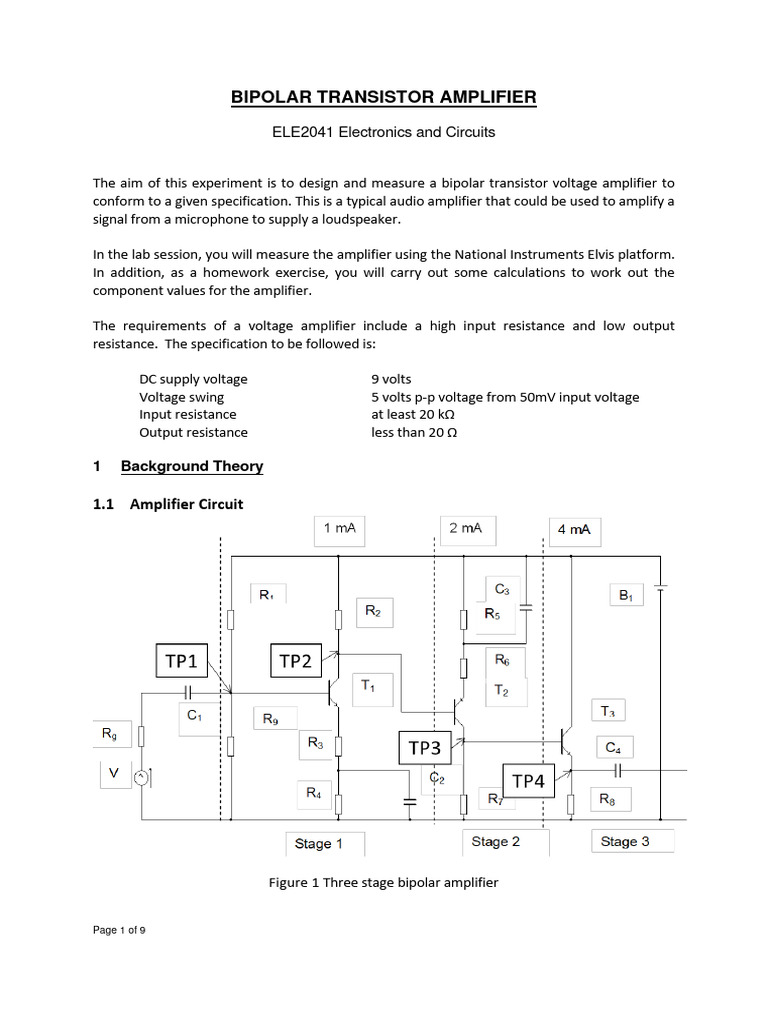 Bipolar Transistor Amplifier Design | PDF | Amplifier | Bipolar ...