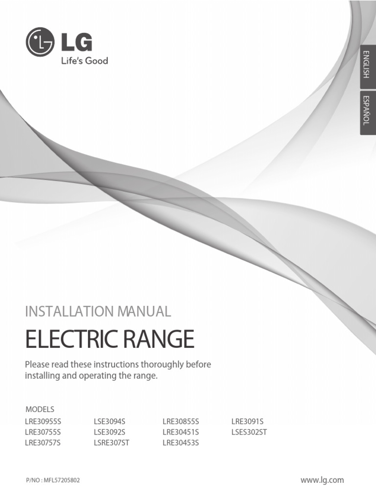 LG Range Lre30451s Installation Instruction PDF Building Materials