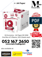 IQ Economy+ A4 Paper 80 GSM One Box of 5 Reams, 500 Sheets Each