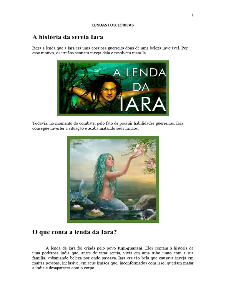 Lendas Folclóricas | PDF | Sereia