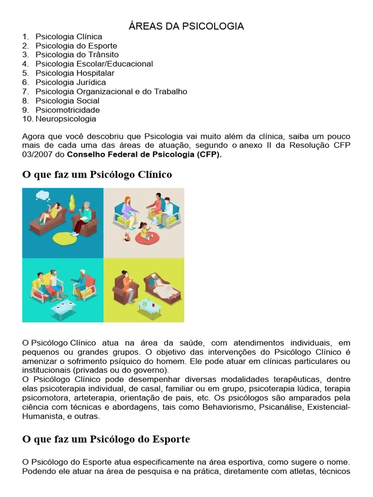 Áreas de Atuação da Psicologia | PDF | Carreira e Crescimento
