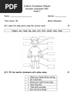 Science Grade 1 Dec Test