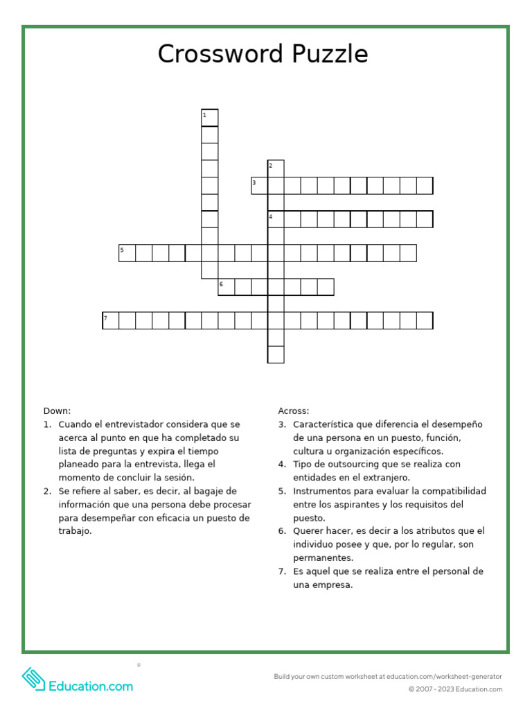 Crossword Puzzle | PDF
