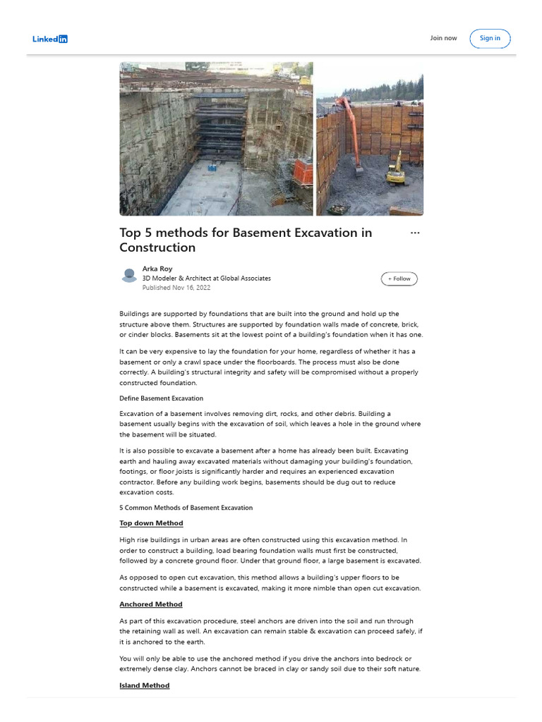 Basement Excavation Methods : Most Popular Basement Excavation Methods ...
