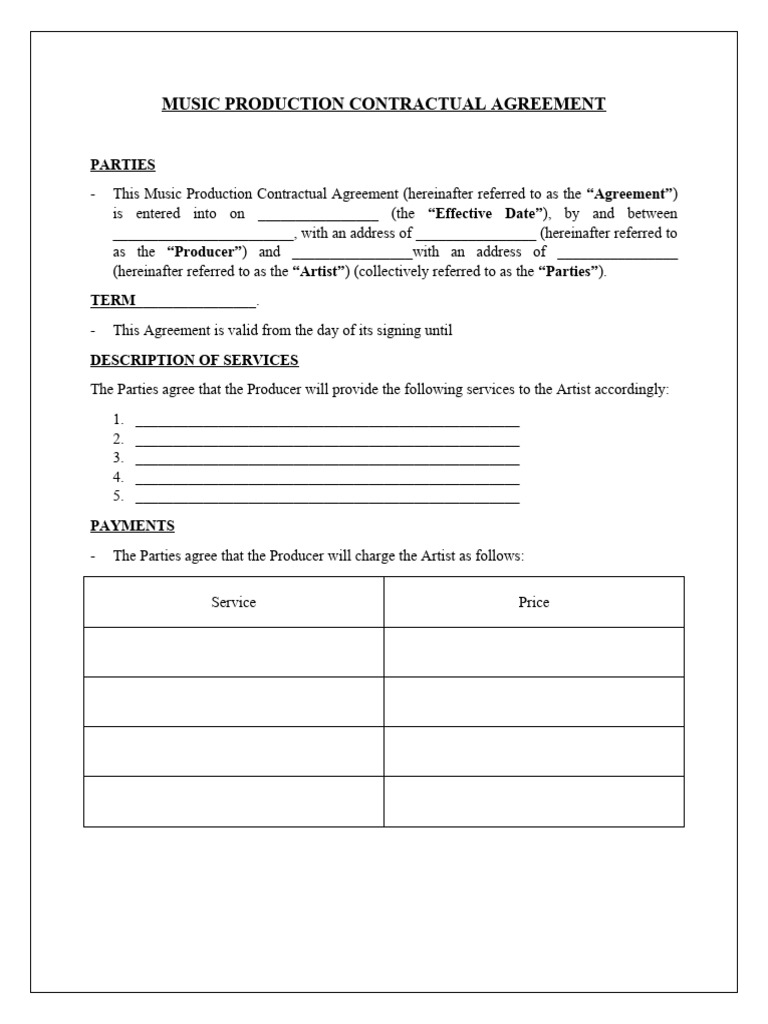 Music Production Contract Sample