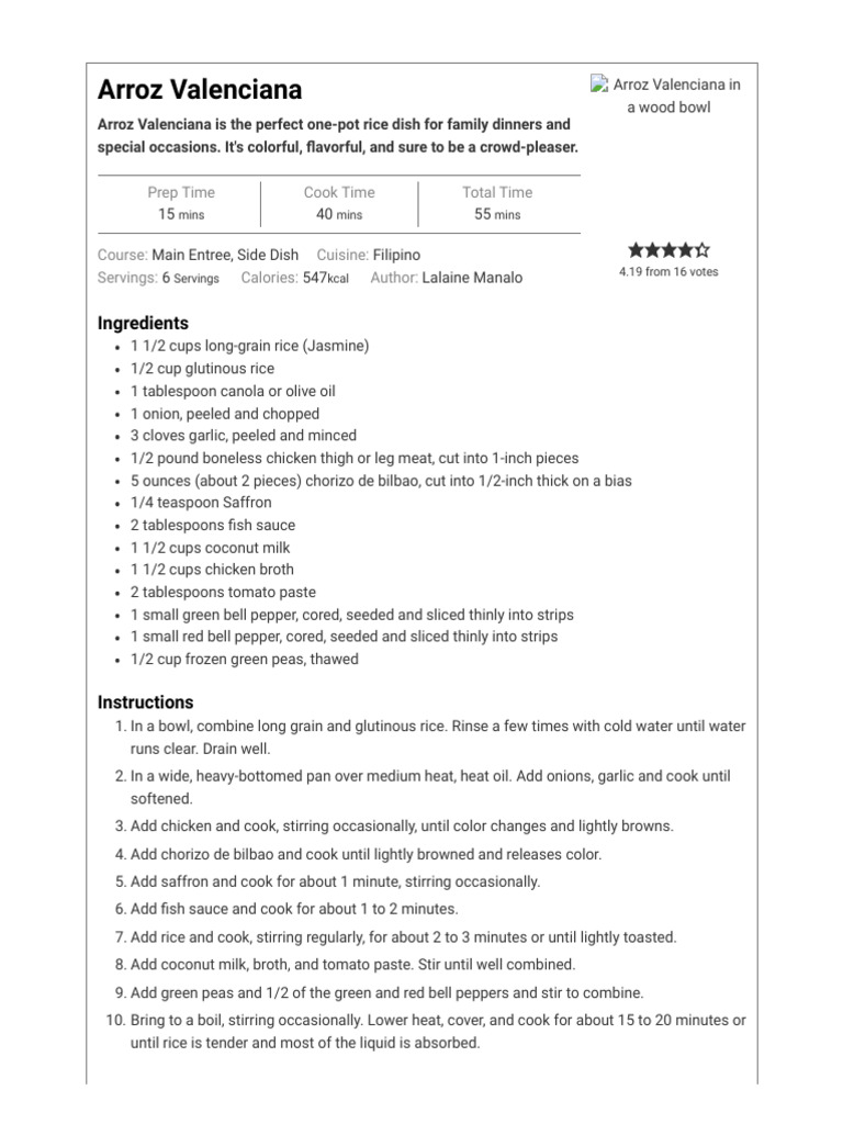 Arroz Valenciana Kawaling Pinoy PDF