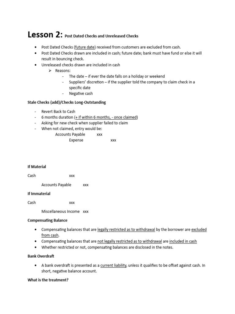 Lesson 2 Intermediate Accounting Pdf Banks Cash