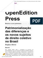 Patrimonialização Das Diferenças e Os Novos Sujeitos de Direito Coletivo No Brasil - Regina Abreu