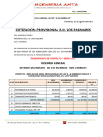 Cotizacion de Provisional, AH. Los Palmares