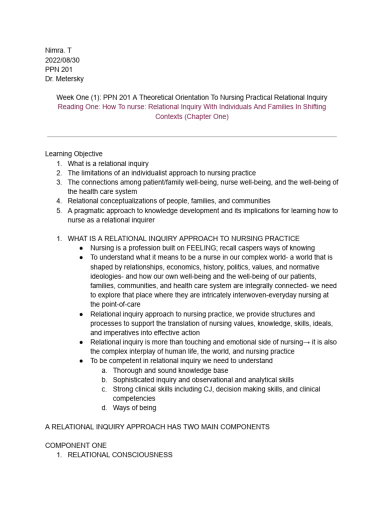 Relational Inquiry in Nursing Practice | PDF | Pragmatism | Nursing