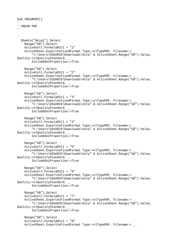 Excel PDF Export Macro | PDF | Software | Software Engineering